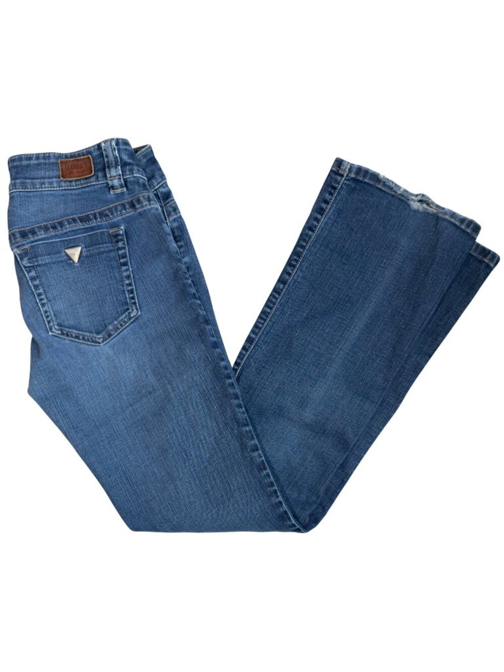 Guess Jeans Womens 29 Daredevil Boot Cut Low Rise Inseam 30" Triangle Logo